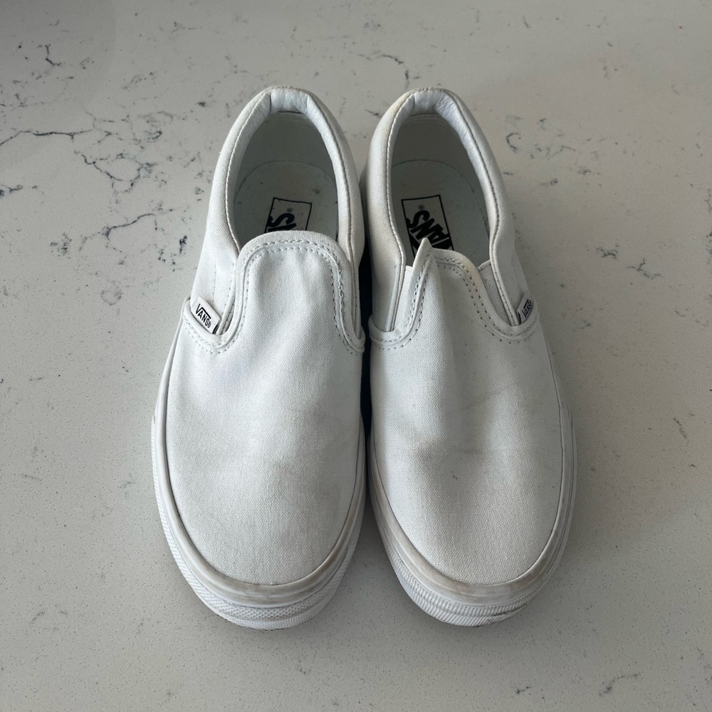 Vans White Canvas Slip-On Sneakers